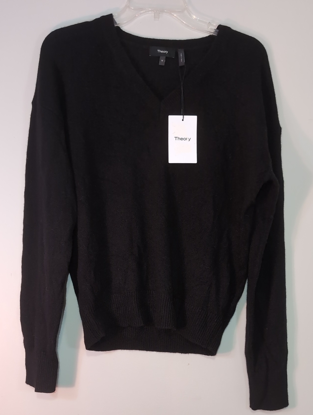 Theory Black V-Neck Cashmere Sweater